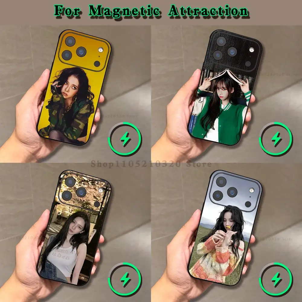 

pop K-karina singer Phone Case For iPhone 16,15,14,17,13,12,11,Pro,Max,Plus,E,Air,Mini Magnetic Frosted Black