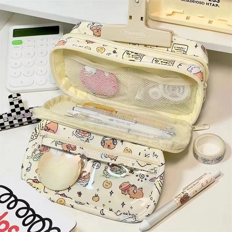 かわいい漫画鉛筆ケース学生漫画アニメクリエイティブ鉛筆バッグ大容量文具収納袋化粧品バッグ