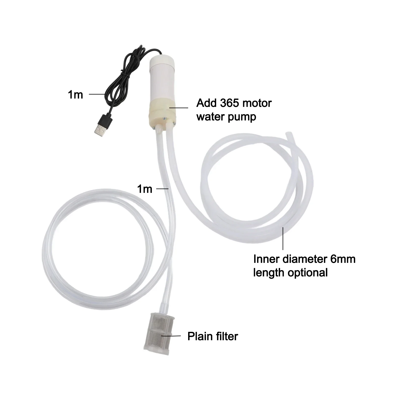6MM Inner Diameter Tubing USB Powered Pump Effective Suction Capacity Outdoor Use Small Scale Water Needs Travel Use