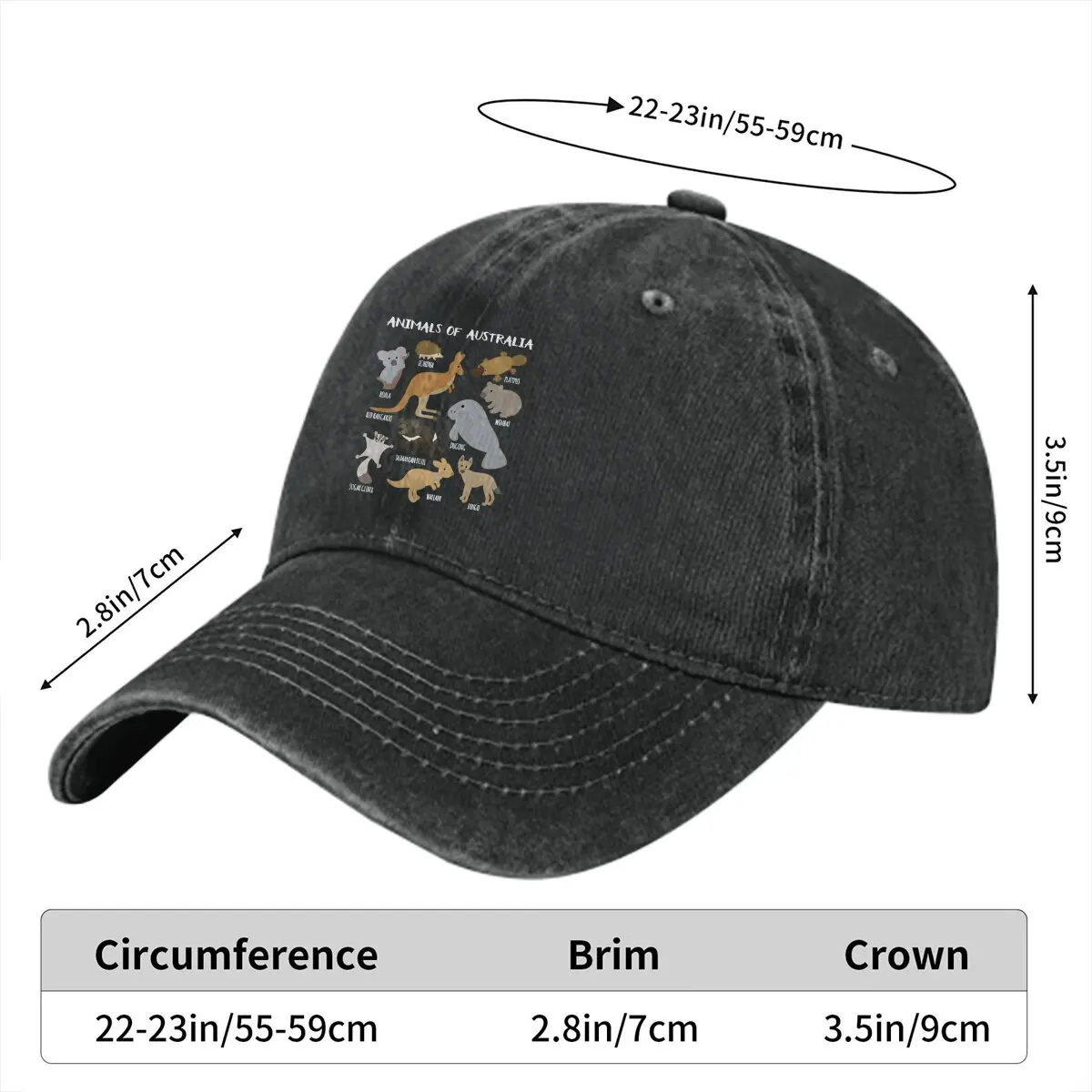 Animals Baseball Caps Peaked Cap Australian Kangaroo Sun Shade Hats for Men Women