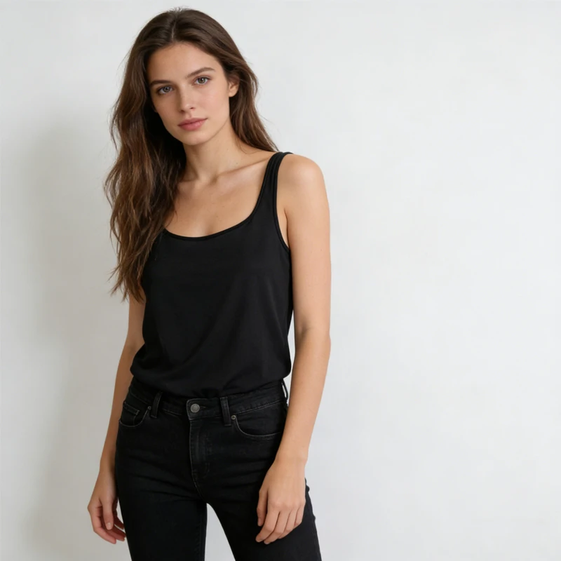Women's Casual Summer New Natural Mulberry Silk Blended Vest with Chest Pad Versatile and Sexy Solid Color Underwear