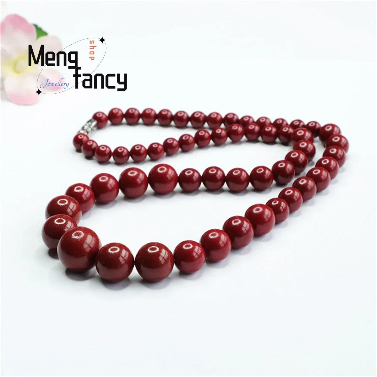 

Natural Authentic Cinnabar Purple Gold Round Bead Necklace Simple Elegant Personalized Versatile Retro Ethnic Style Fine Jewelry