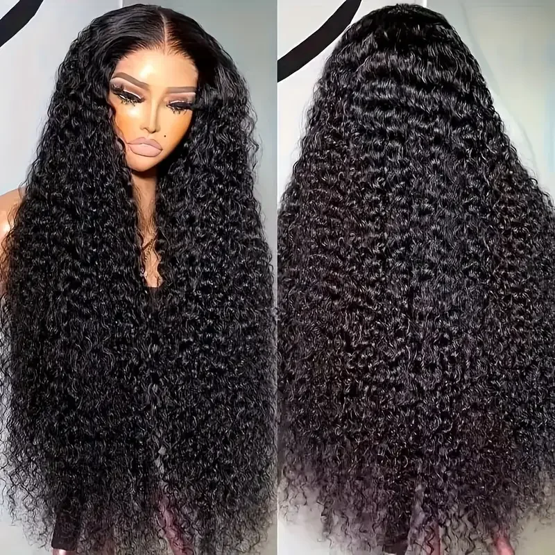 30 Inch Kinky Curly Frontal Wig Transparent 13x4 HD Lace Frontal Human Hair Wigs Curly Human Hair 4x4 Lace Closure Wig For Women