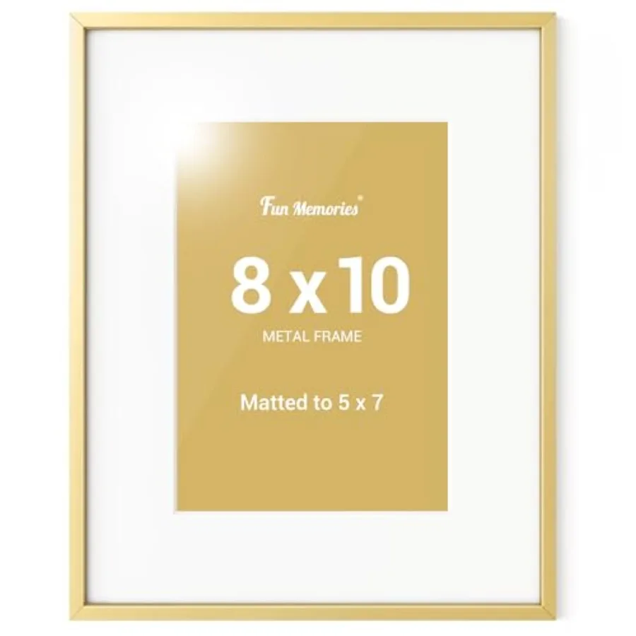 8x10 Picture Frame, Aluminum 8x10 Poster Frames with 5x7 Removable Mat with Plexiglass, Vertical and Horizontal Display, Wall H