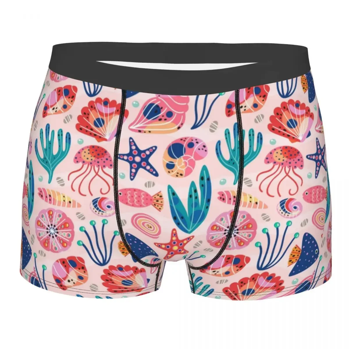 Men Boxer Briefs Shorts Panties Cute Starfish Sea Animals Polyester Underwear Homme Funny Plus Size Underpants