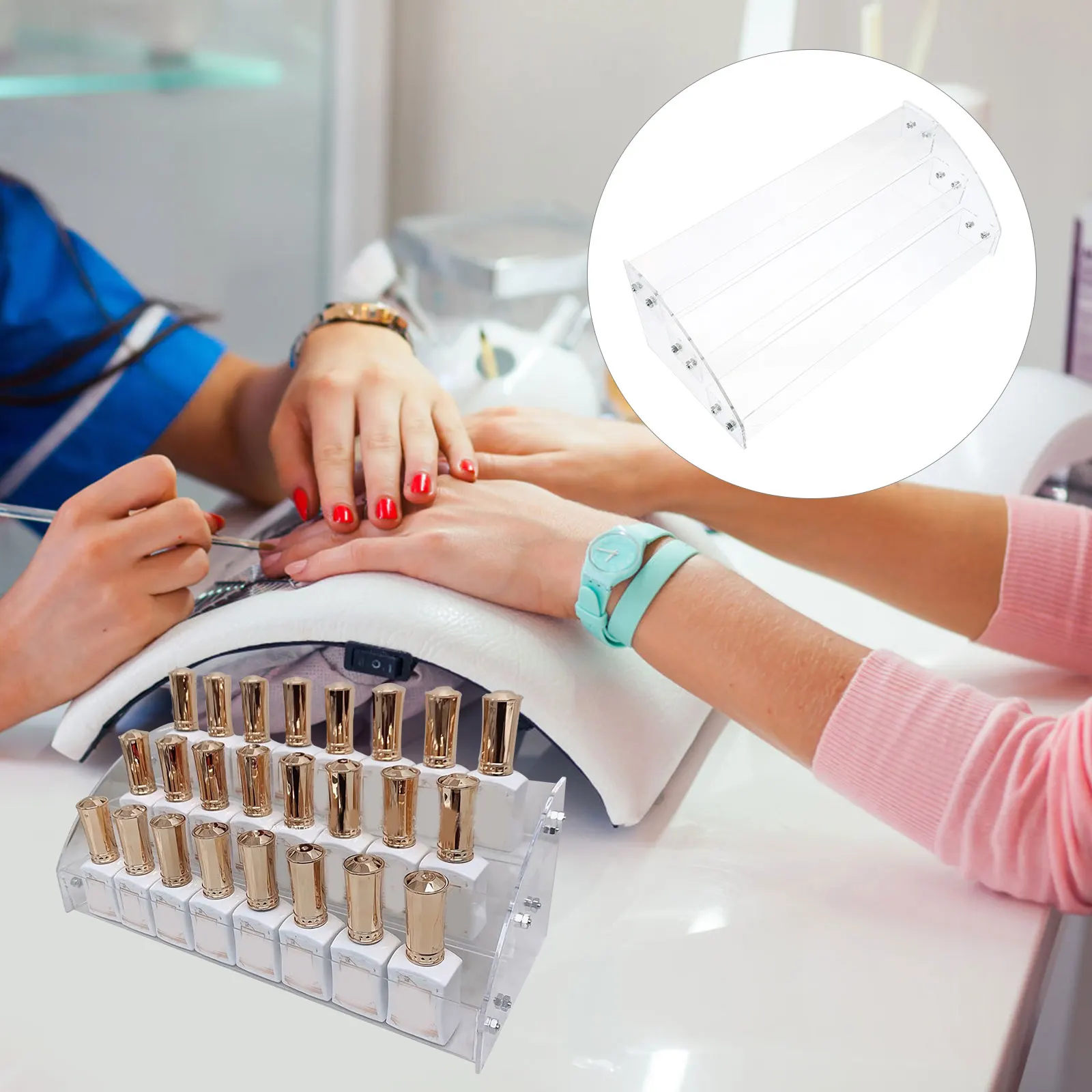 

Acrylic Nail Polish Organizer Transparent 3-Layer Compartment Lipstick Holder Home Desktop Storage Lipstick Holders