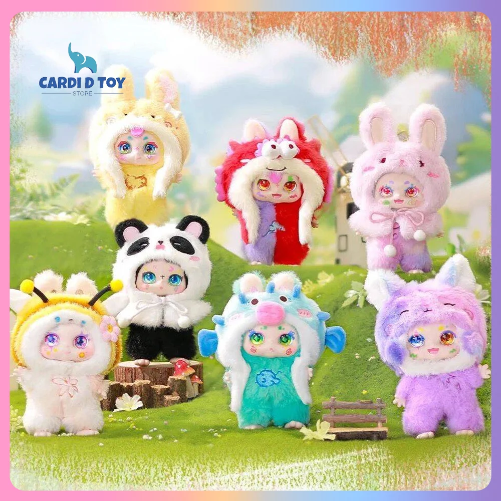 Kimmon Mimon Cartoon Blind Box Plush Panda Dragon Model Rabbit Kawaii Ornament Mystery Box Anime Figures Gift Children Toy