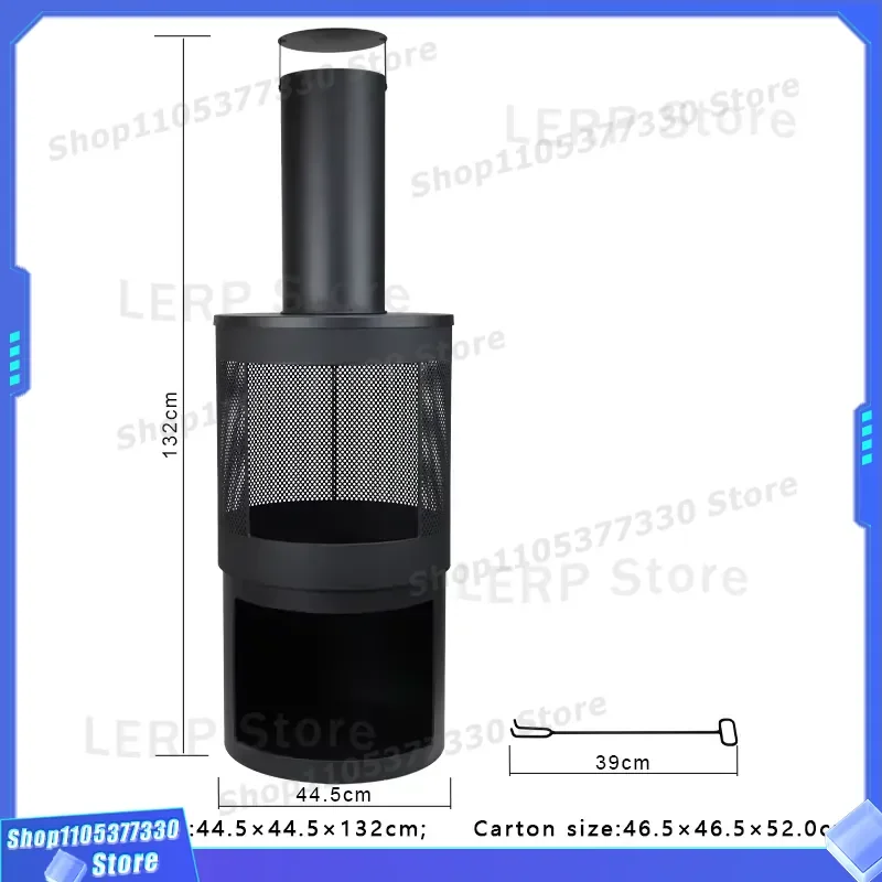Modern Round Outdoor Wood Burning Stove with Chimney for Garden Patio Heating Brazier Fireplace Steel Fire Pit Heater Garden