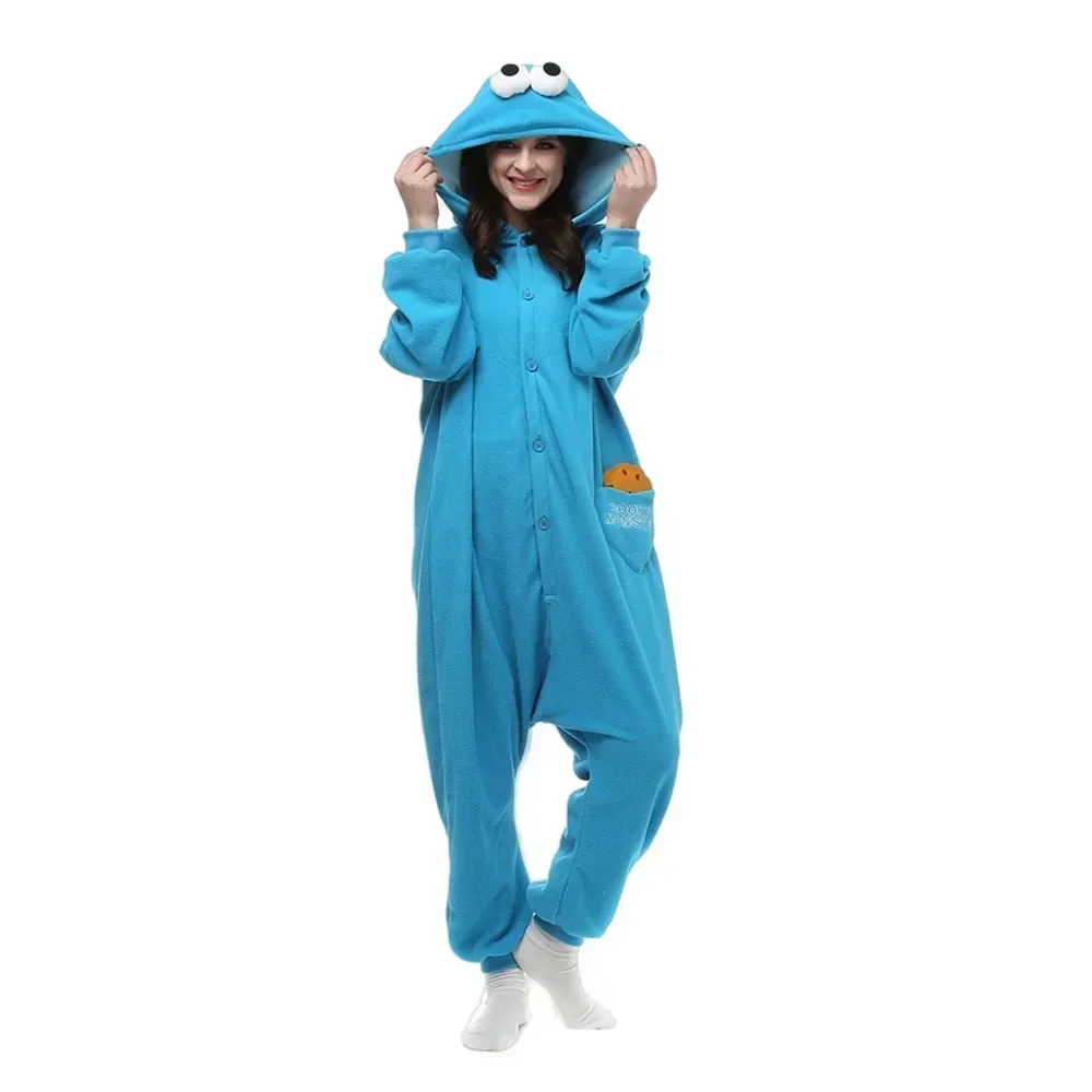 2026 Halloween Costume de monstre Kigurumi Elmo et Cookie pour adultes, grenouillères de dessin , pyjama, Halloween