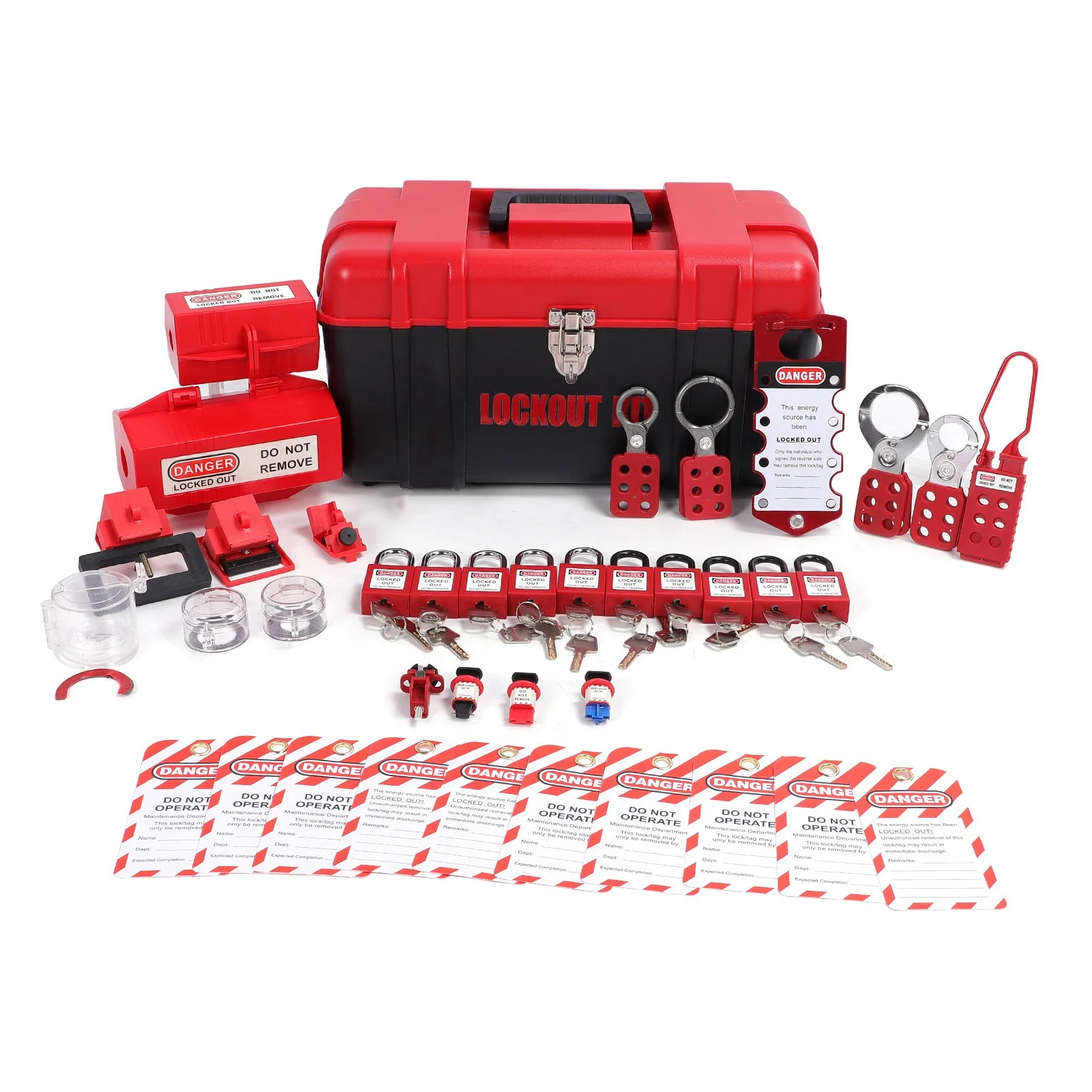 

Lockout Tagout Kit Electrical Safety Lockout Kit Easy Using with Emergency Stop Button Cover Safety Padlock for Industry
