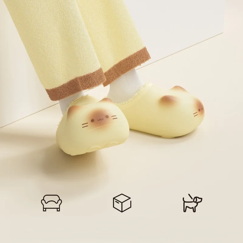 

New bottom cat paw slippers women's waterproof indoor outdoor shoes woman closed back slippers home slip on shoes woman slipper