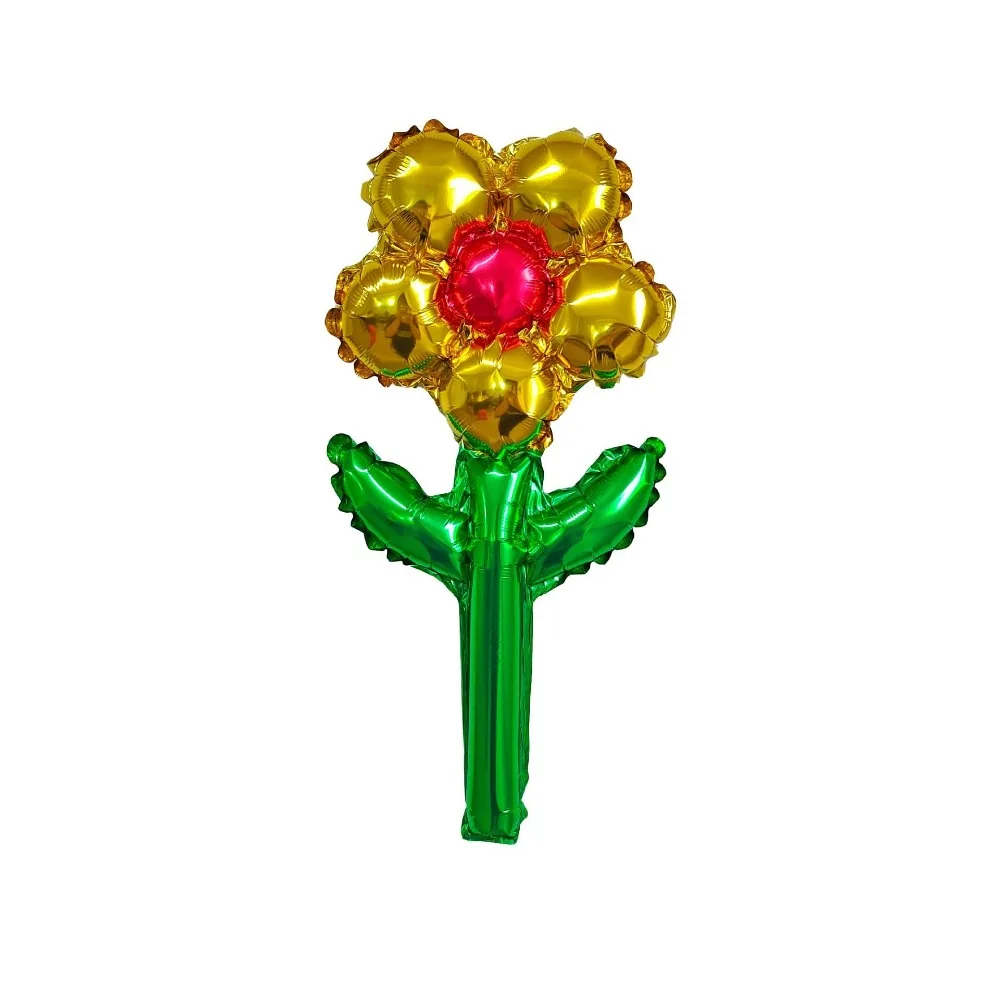 

10pcs Romantic Flower Bouquet Balloon Set Aluminum Foil Thick Daisy Rose Flower Balloon Colorful Inflatable