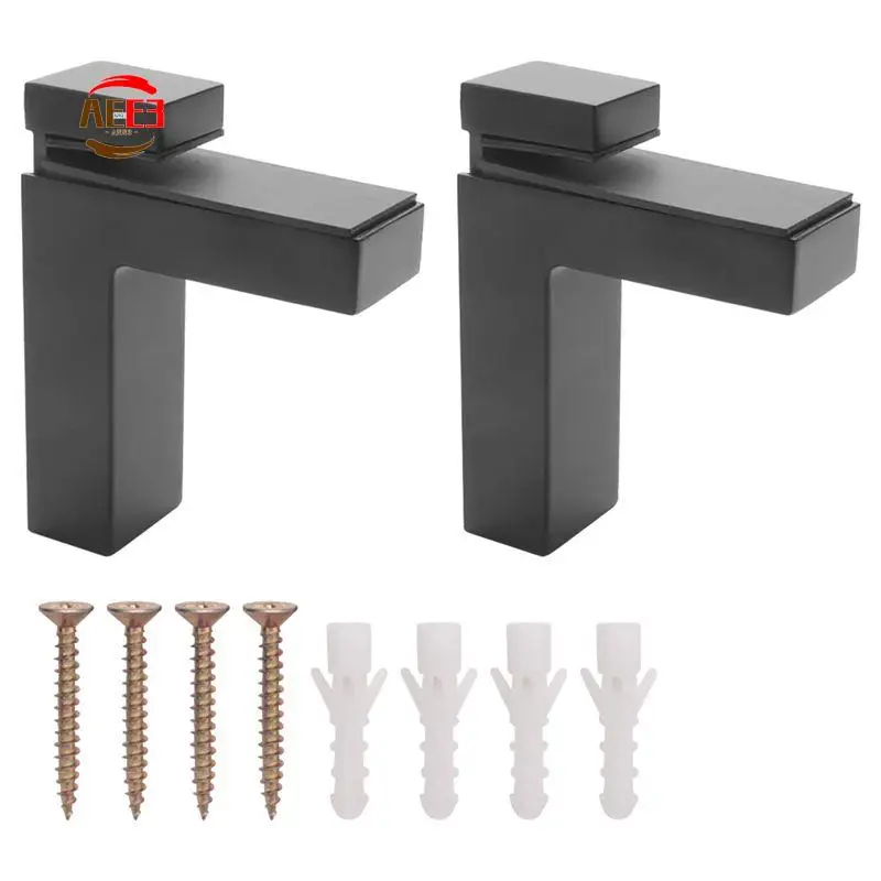 AEE3-12 Pcs Adjustable Wood/Glass Shelf Bracket Wall Mount Heavy Duty Floating Brackets For 3-28Mm Thick Shelves,Black