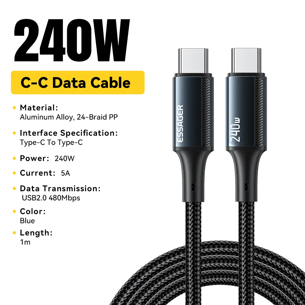 Essager USB Typ C auf USB C-Kabel für iPhone 15 240 W PD 5A Schnellladekabel für MacBook Huawei Samsung Typ-C-Kabel