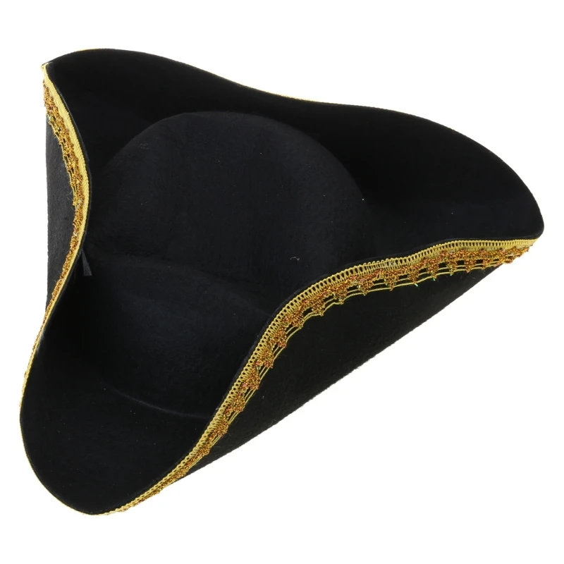 Tricorne Hat Stage Shows Captain Hat for Halloween RolePlay Hat Headpiece