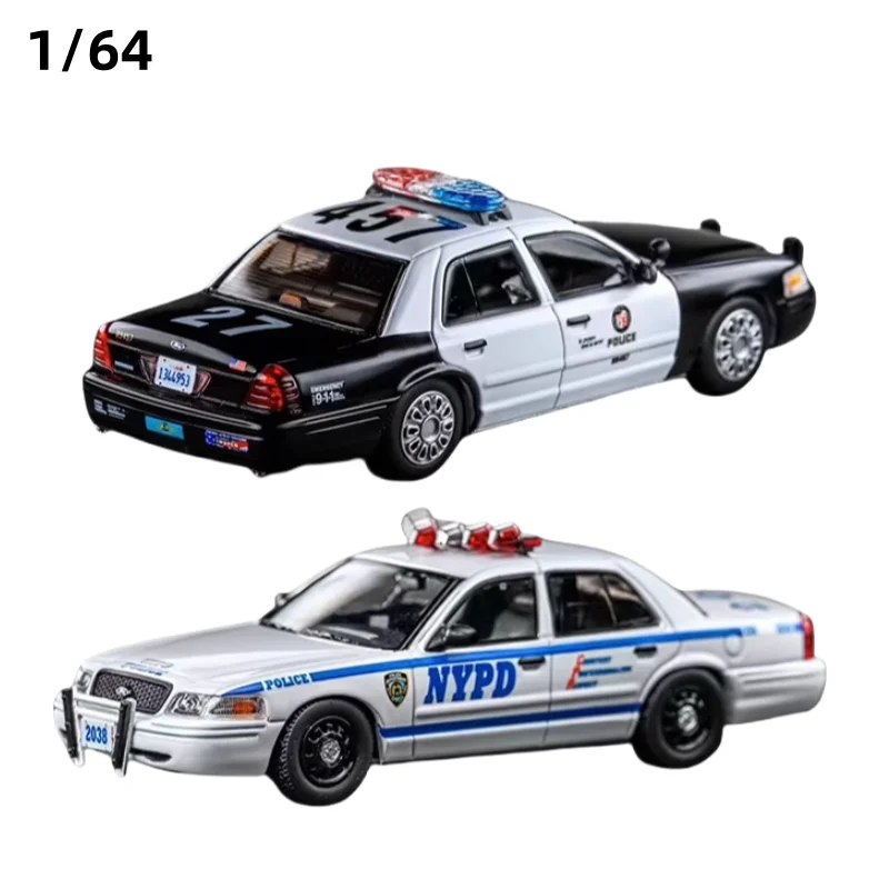 Rollin 1:64 Ford CV Crown Victoria Police car alloy static model, children's collection toys, New Year gifts for friends.