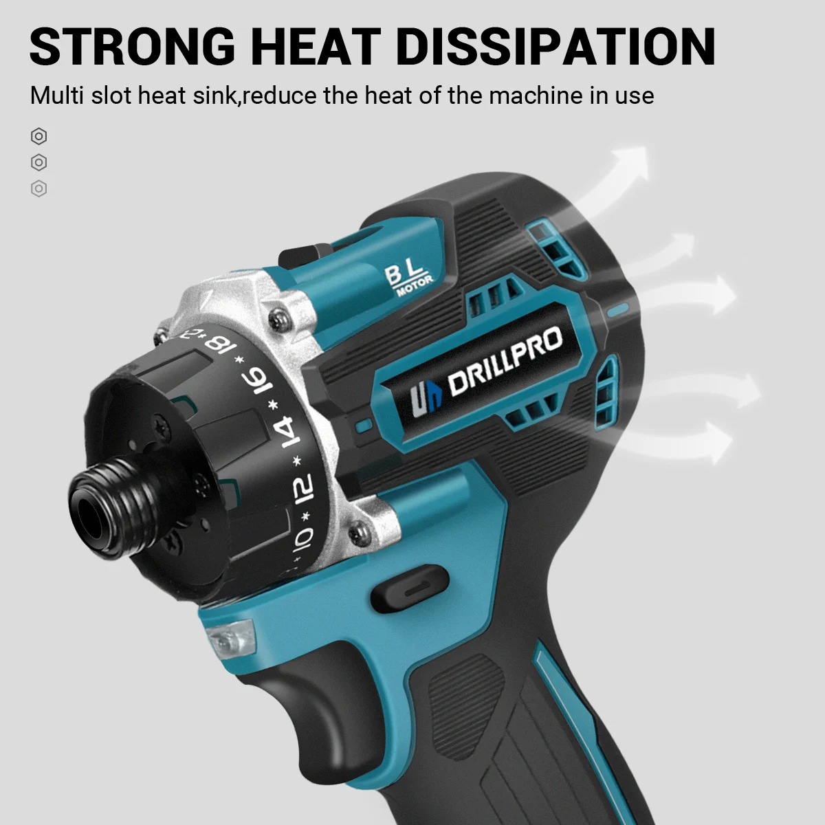 Drillpro-Tournevis électrique sans fil, outil électrique sans balais, perceuse électrique 280N.m, batterie Makita 18V, couple 20 + 1, 1,4\