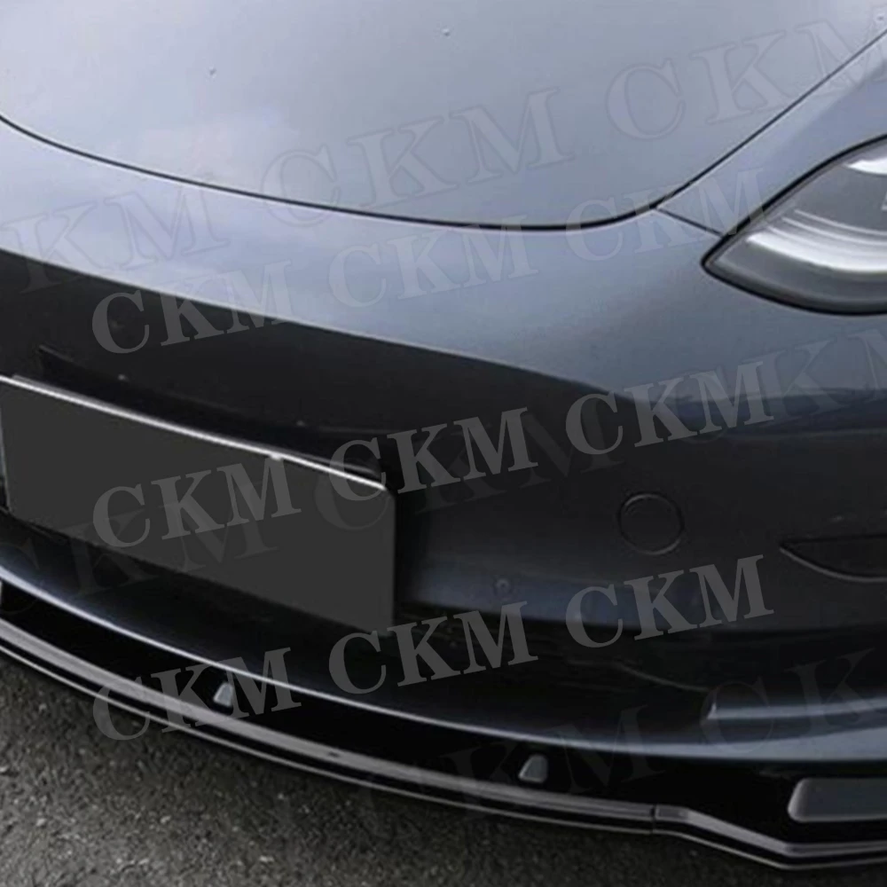 

3PCS ABS Car Front Bumper Lip Splitters Spoiler Body Kits Gloss Black Front Car Lip Accessories Auto for Tesla Model 3 2017+