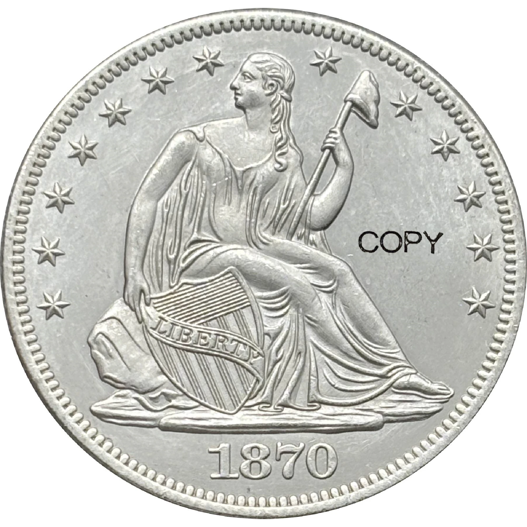 US 1870 Seated 1/2 Half Dollar With Motto USA America Copy Commemorative Coin United States Ww2 Liberty Moneda Collectible Coins