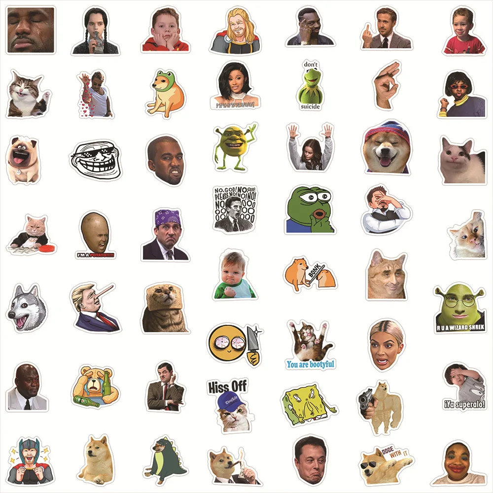 10/30/50PCS MEME Funny Stickers Graffiti Decal Waterproof DIY Notebook Stationery Fridge Luggage Joke Sticker Toy Gift Wholesale