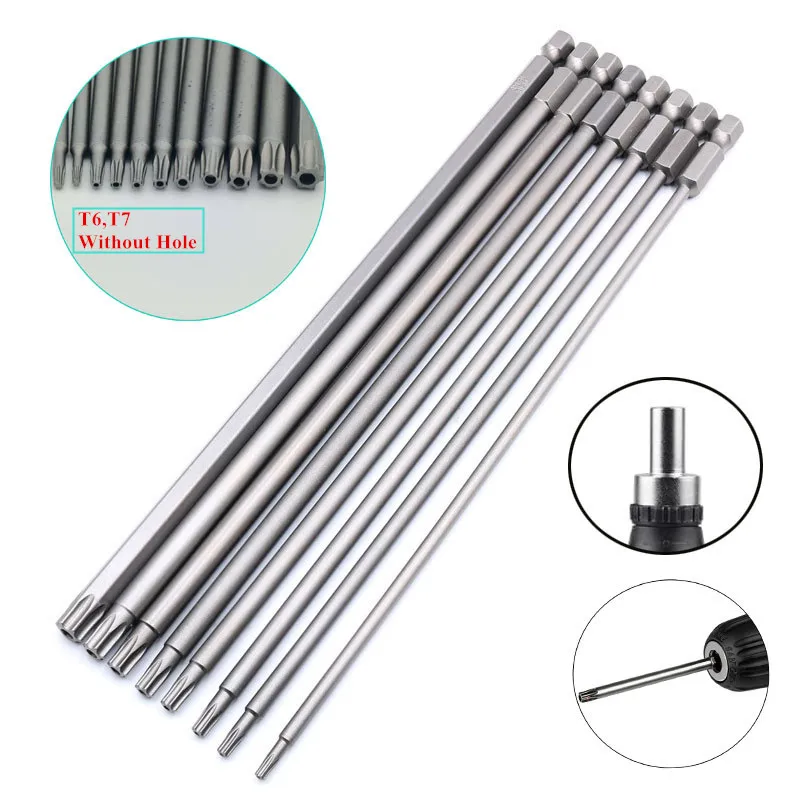 Zestaw bitów do wkrętaka Torx S2 8/11 szt. z torbą, trzpień 1/4'', sześciokątna końcówka wiertarska, 100 mm 150 mm, klucz do śrub, magnetyczny gwiazdkowy klucz ręczny