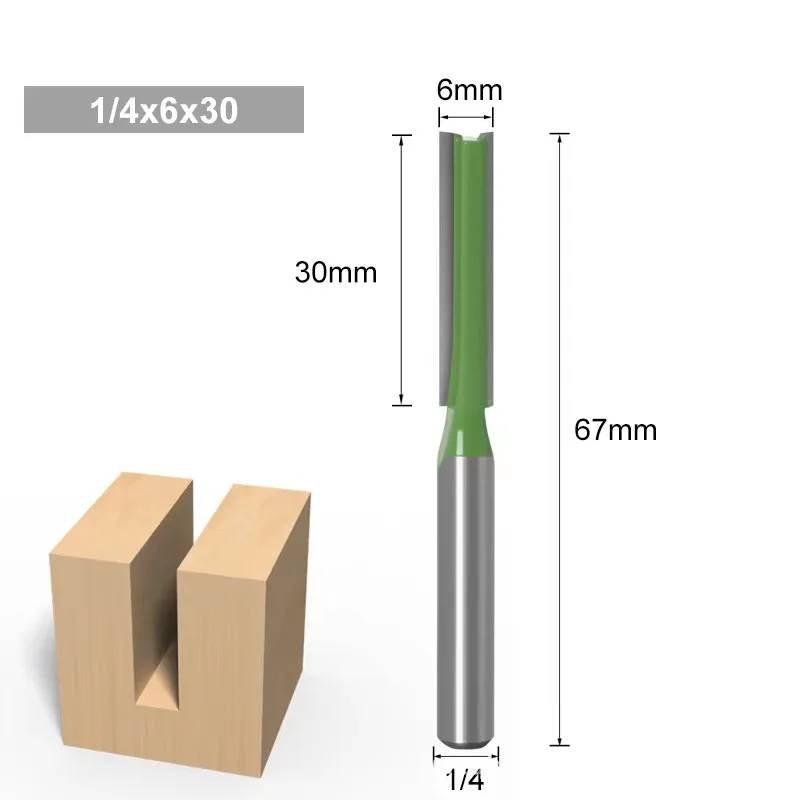 1/4'' 6mm Schaft Einzel- und Doppelschlitzfräser für Holz, 6MM Wolframkarbid-Fräser, Holzbearbeitungswerkzeug-Set