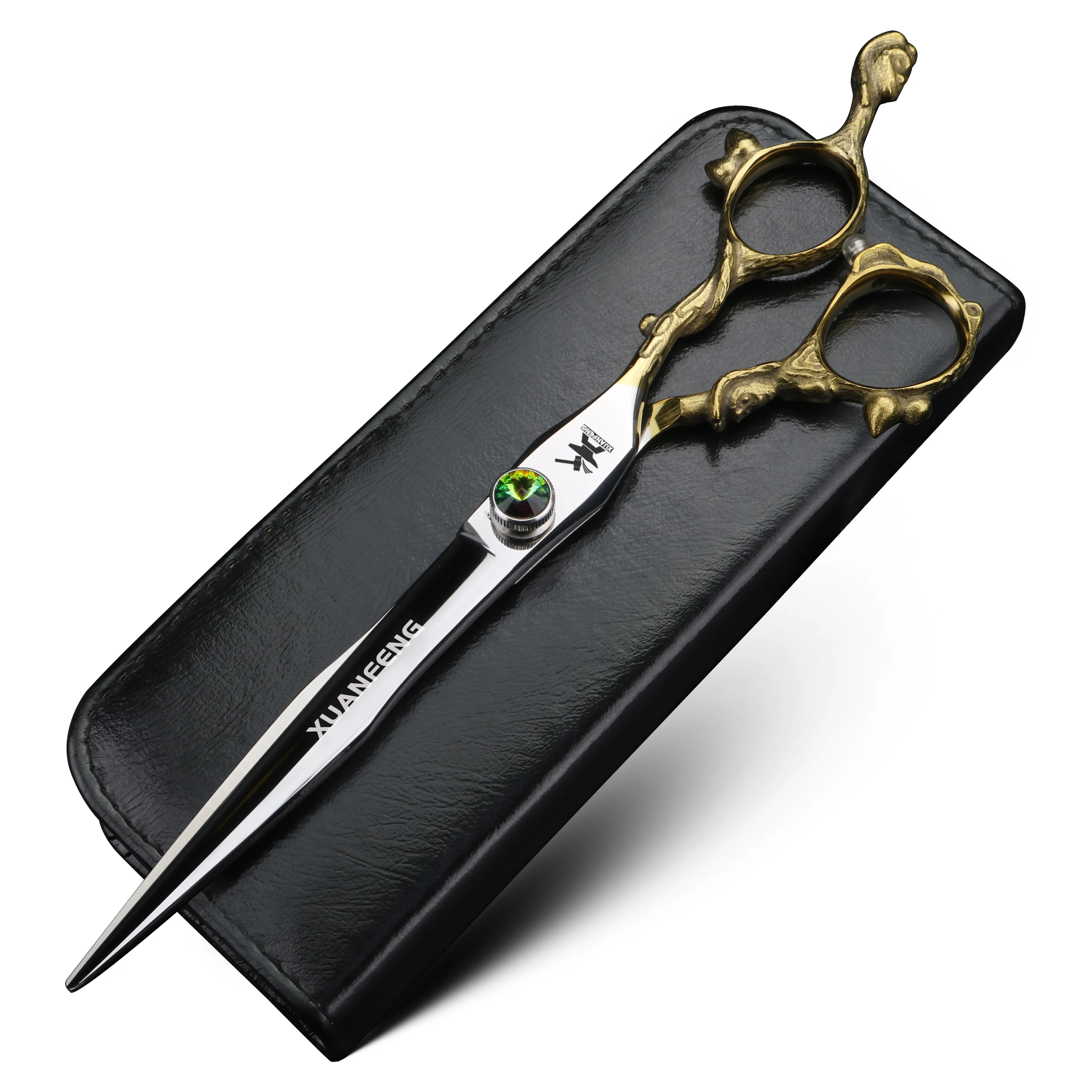 XUANFENG 7 inch Monkey Handle Hair Scissors 440C Steel Barber Cutting Scissors