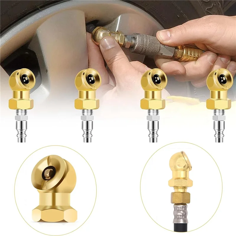 ABRW-4Pcs Portabrocas de aire de 1/4 pulgadas, tapas de presión de neumáticos, Portabrocas de aire portátil para compresor de calibre de inflado