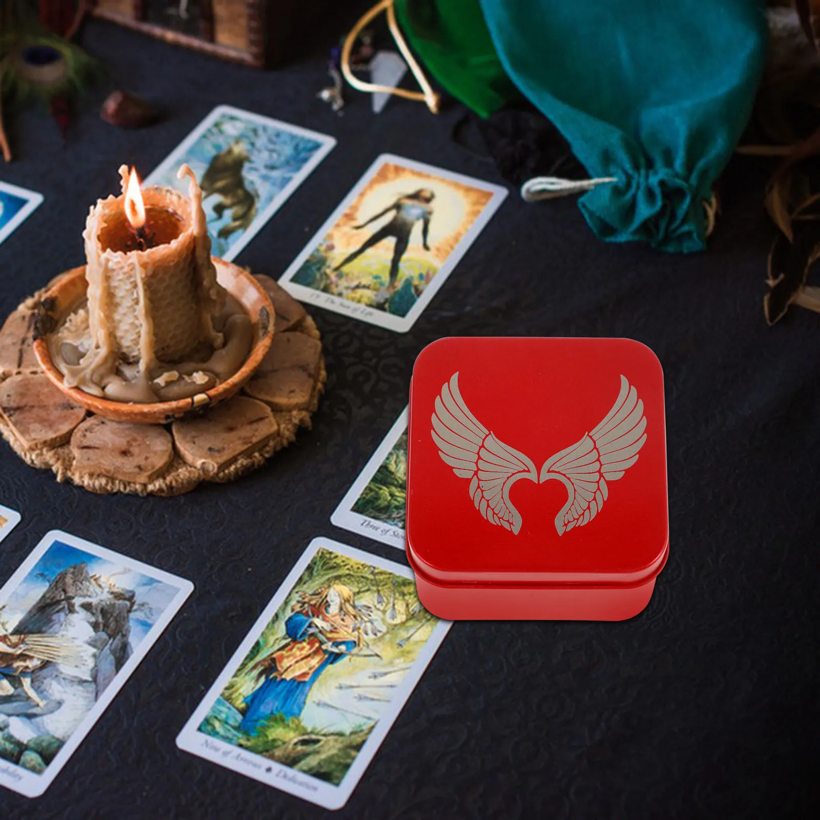 

Compact Portable Tarot Card Holder Box Iron Storage Case for Tarot Cards Organizer Multifunctional Card Holder Box