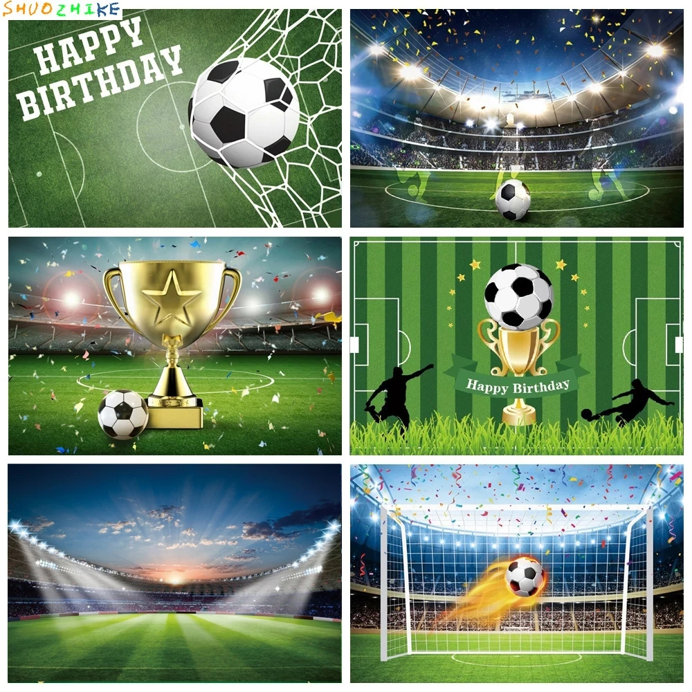 

Soccer Field Photography Background Boy Football Communion Birthday Party Grassland Stadium Poster Baby Portrait Photo Backdrop