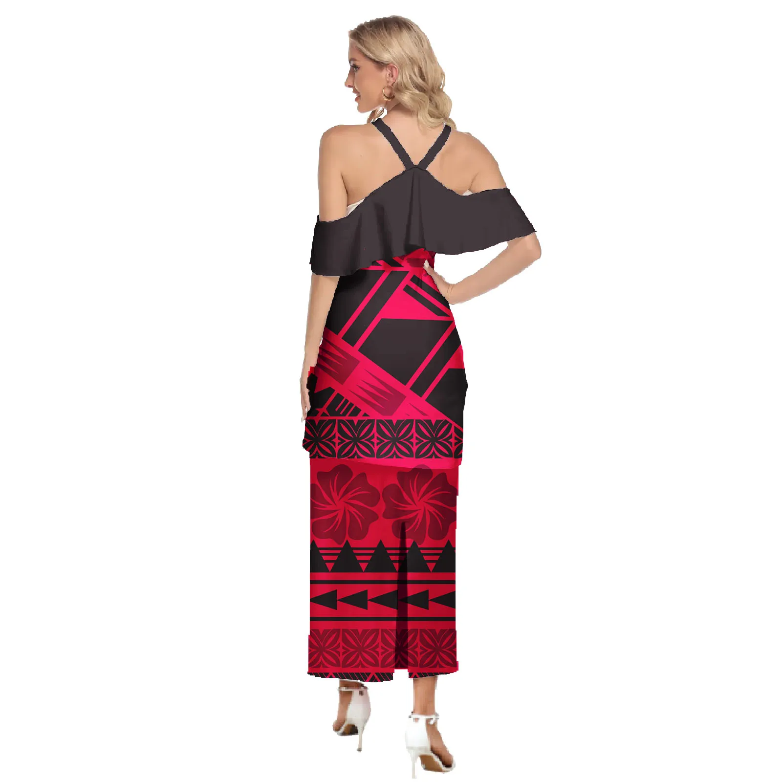 Tribal Design Custom Long Dress Polynesian Flowers Plus Size Samoan Dress Printed Womens Clothing Female