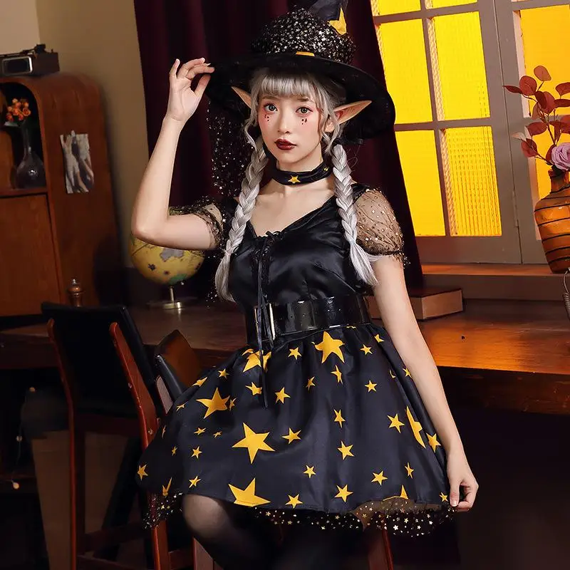 

Adult Women Magic Witch Wizard Robe Gown Dress Halloween Role Play Dress Up Cosplay Costume