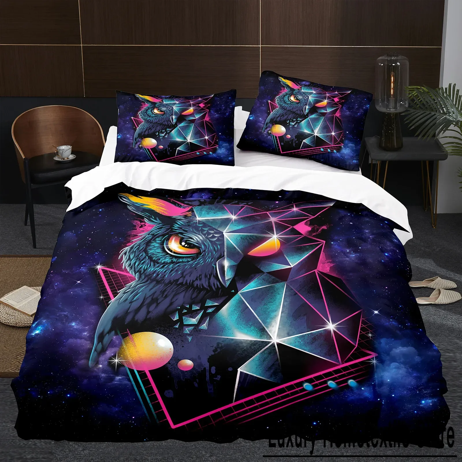 Animal Owl Bird Black Nighthawk Bedding Set Boys Girls Twin Queen Size Duvet Cover Pillowcase Bed Kids Adult Home Textileextile