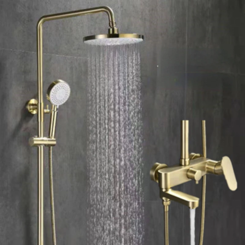 

Black shower set copper frosted brushed gold shower bathroom.