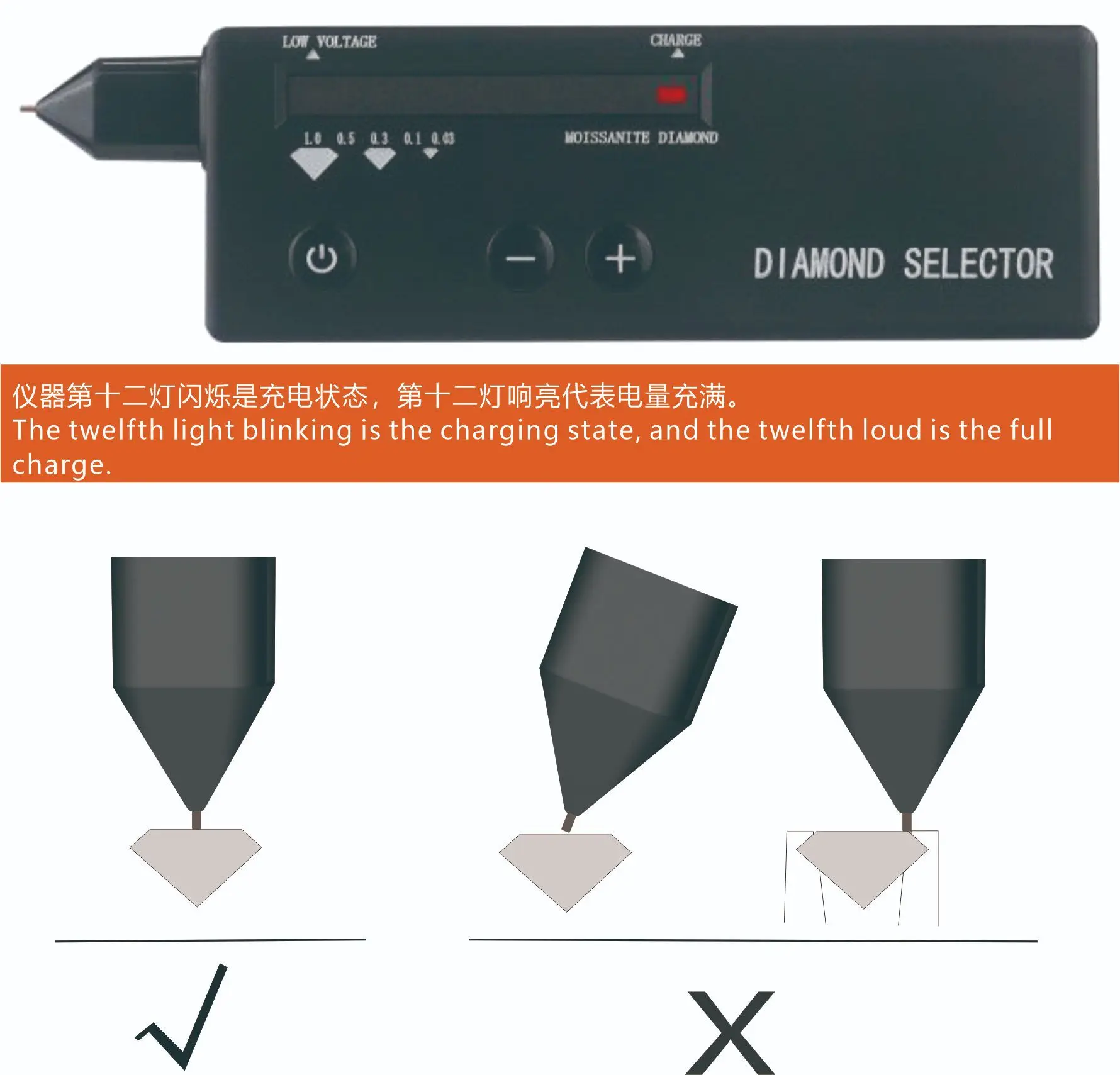 Diamond Selector Pen USB Rechargeable Moissanite Tester High Precision Hardness Tester With UV Light For Gemstone Identification