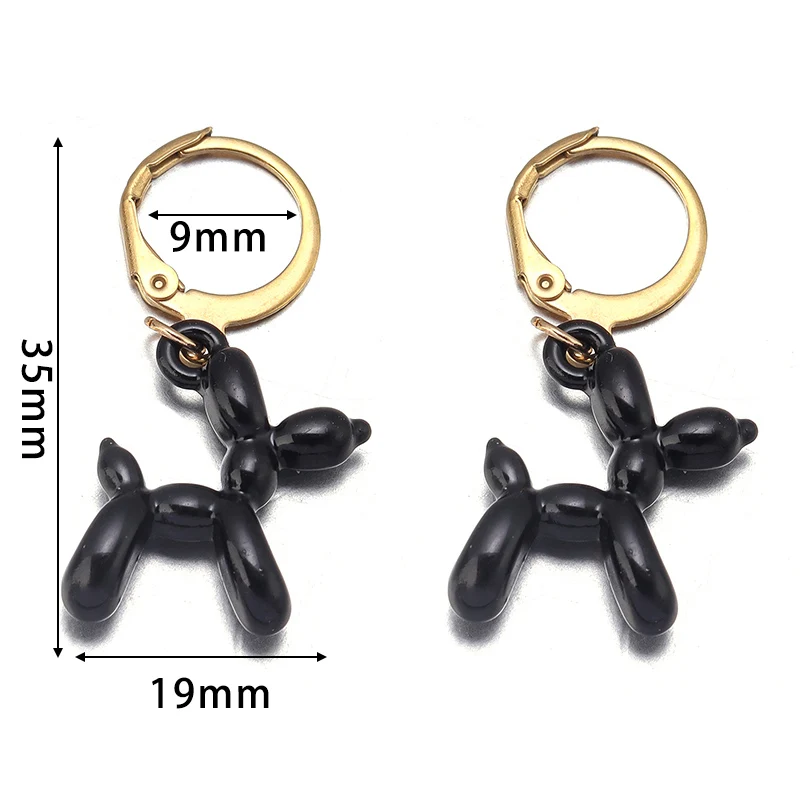 A Pair Charm Metal Balloon Dog Dangle Pendant Earrings Set For DIY Men Women Cute Cartoon Earring Jewelry Party Gift Supplies