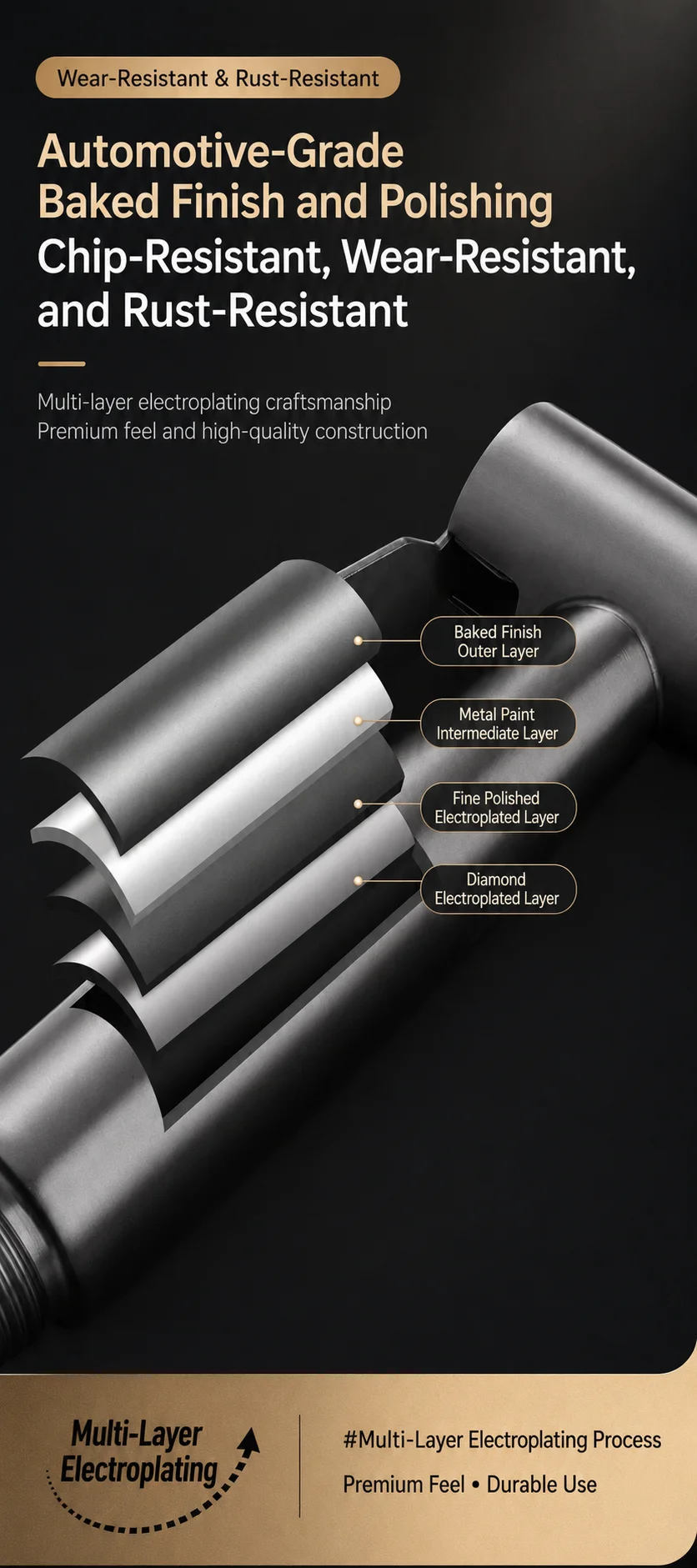 304 Edelstahl Bidet-Sprühgerät Hochdruck-Handbrause Toiletten-Shattaf-Sprühpistole für Badezimmerreinigung und Tierwäsche G1/2 Anschluss – Detail 6