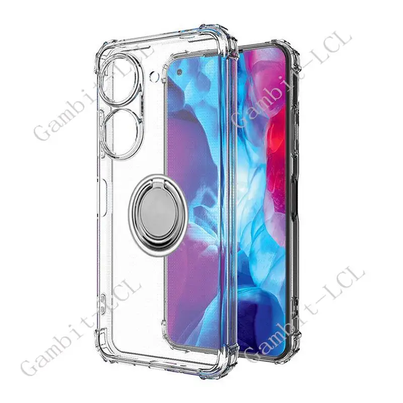 For ASUS Zenfone 9 10 Zenfone9 Zenfone10 AI2302 AI2202 Back Ring Holder Bracket Phone Case Smartphone TPU Soft Silicone Cover