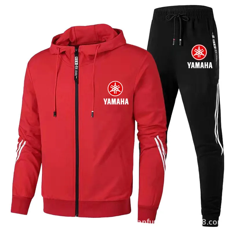 Yamaha Motorcycle Racing Tracksuit Men's Clothing Yamaha Logo Print Zip Sweatshirt&Pant Men Sets Bike Jacket Men Sportswear Suit