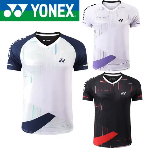 YONEX 남성 및 여성 배드민턴 의류 스포츠 러닝 속건성 반팔 탑 티셔츠 테니스 의류 탁구 의류