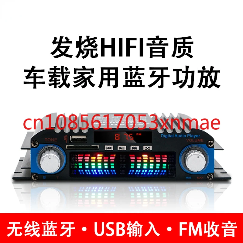 High-Power Mini Small Power Amplifier Home Car 12V Fever Hifi Audio Bluetooth Card Player