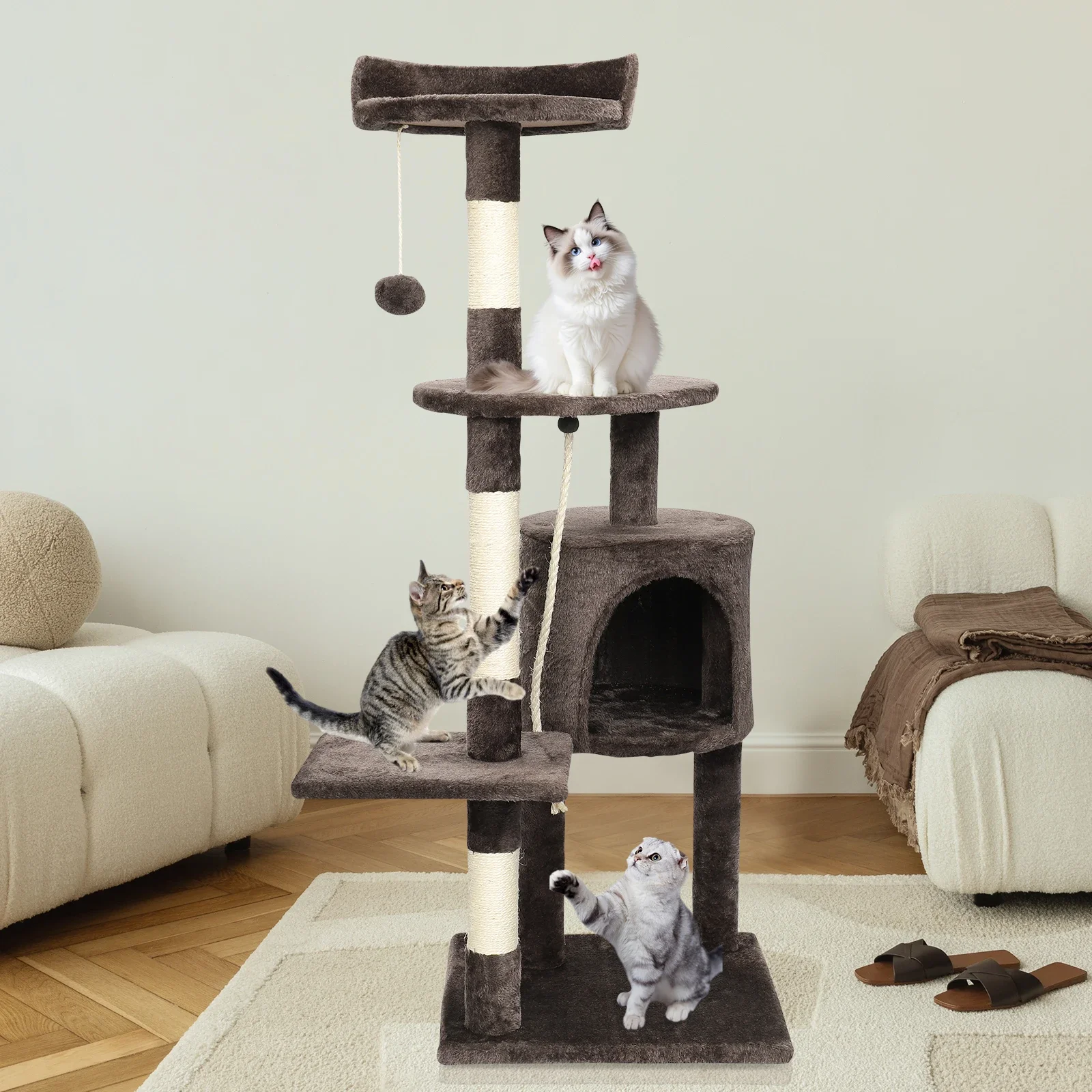 

YXT Cat Trees Cat Climbing Frame For Indoor Cats Multi-Level With Scratching Posts Cat Tower Padded Top Perches and Condo
