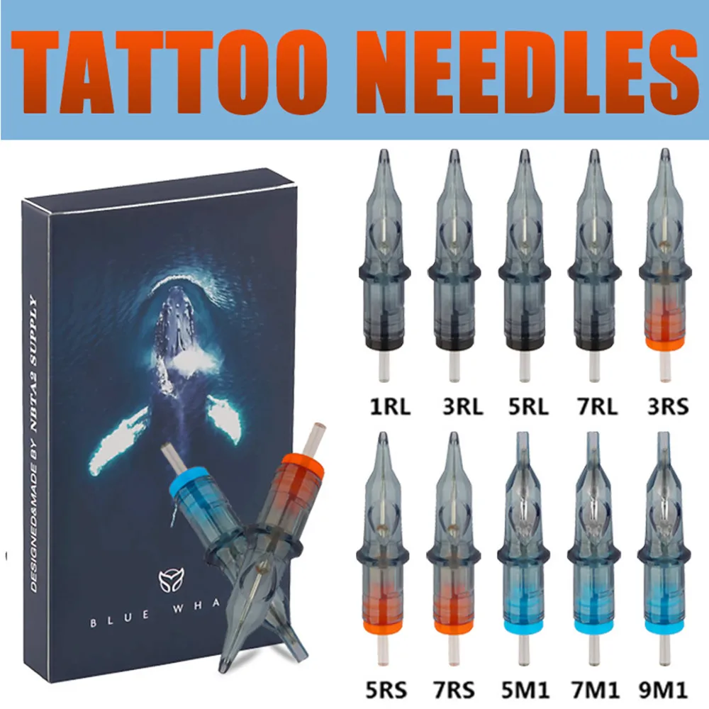 

20/50pcsBlue Whale Tattoo Needles Cartridges RL RS Professional Disposable Permanent makeup Eyebrow Machine Microblading Needles