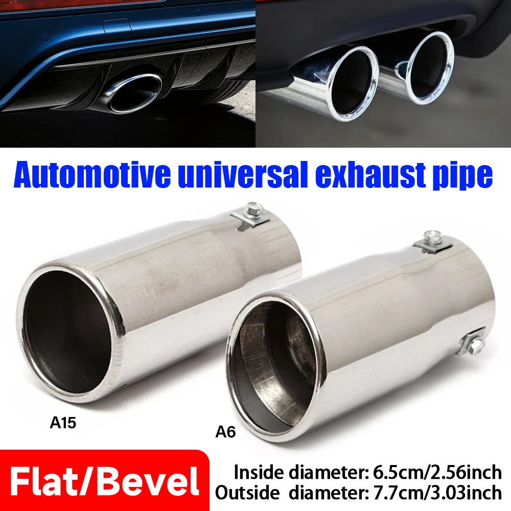 Silenciador de punta de tubo de escape Universal para coche, tubo trasero embellecedor de acero inoxidable, piezas de repuesto para vehículo