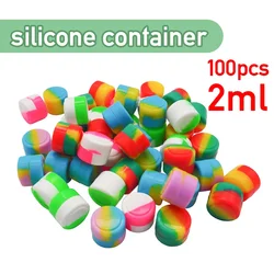 2ML Silicone Jar Oil Wax Storage Box 100Pcs Nonstick Silicone Container Travel Face Cream Jar Liquid Cosmetic Ointment Container