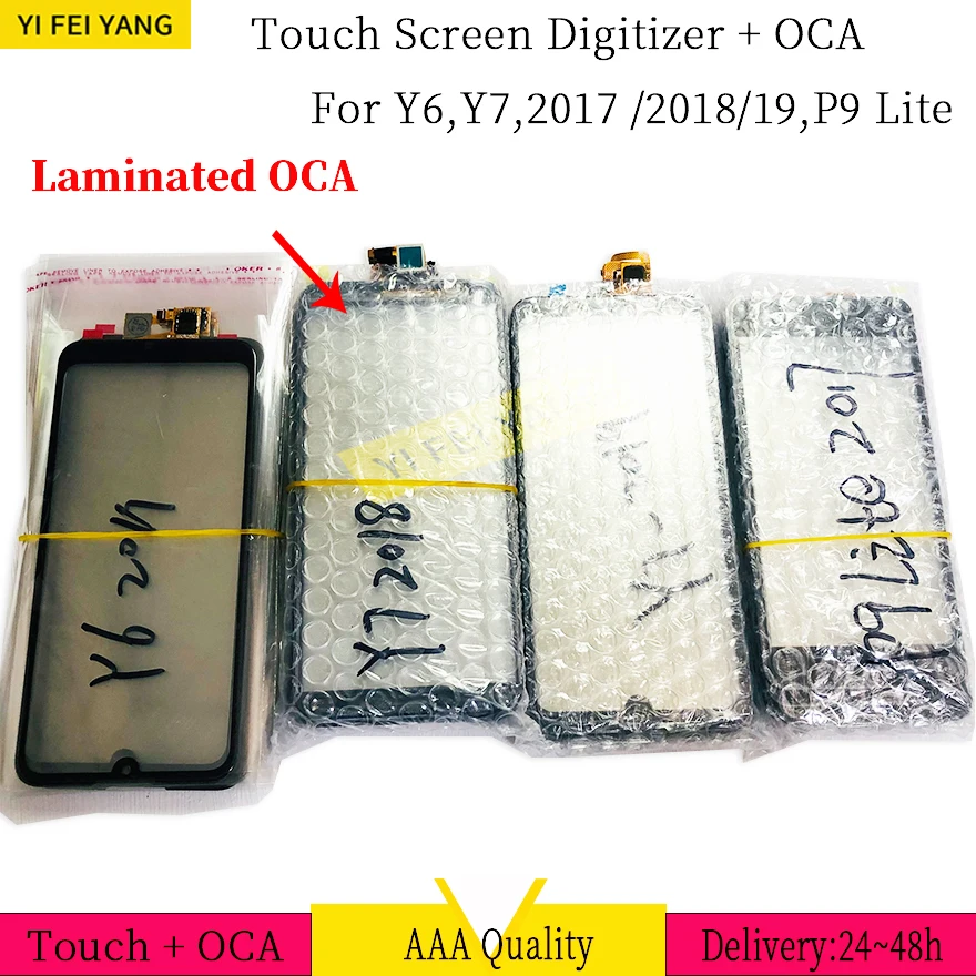 

LCD Front Touch Screen for Huawei, Screen Digitizer Glass Lens, Oca Glue, Huawei Y6, Y7, P9 Lite, 2018, 2019, 10Pcs