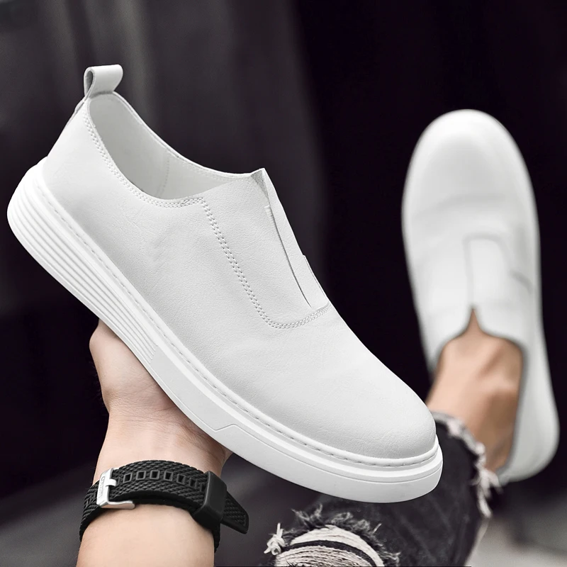 

Soft Sole Comfortable Casual Shoes Simple Small White Shoes Men's Genuine Leather Shoes Lightweight Loafers Men's Walking Shoes