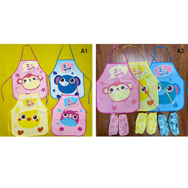 1Pc/Set Waterproof EVA Cartoon Children Aprons Oversleeves Cartoon Multipurpose Durable Kid Painting Overclothes Random Color