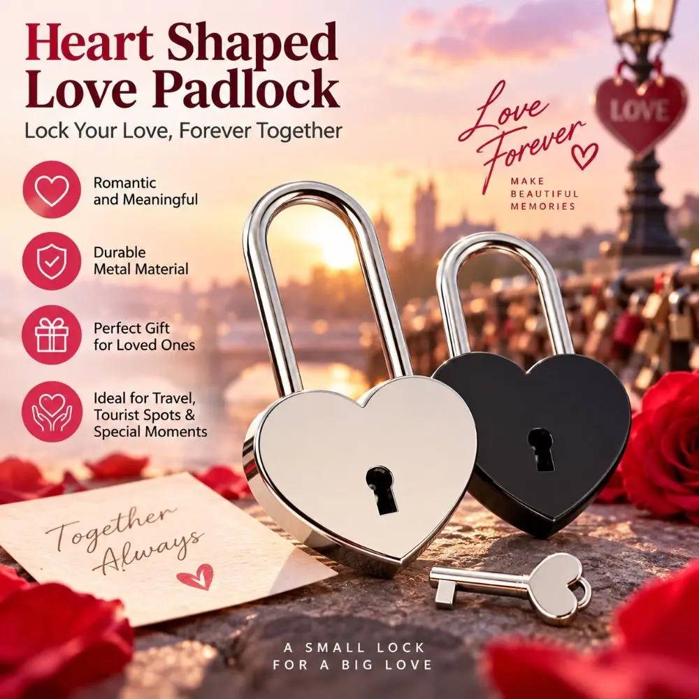 Classic with Key Heart Padlock Antique Style Sentimental Love Lock Set Romantic Metal Padlock Wedding