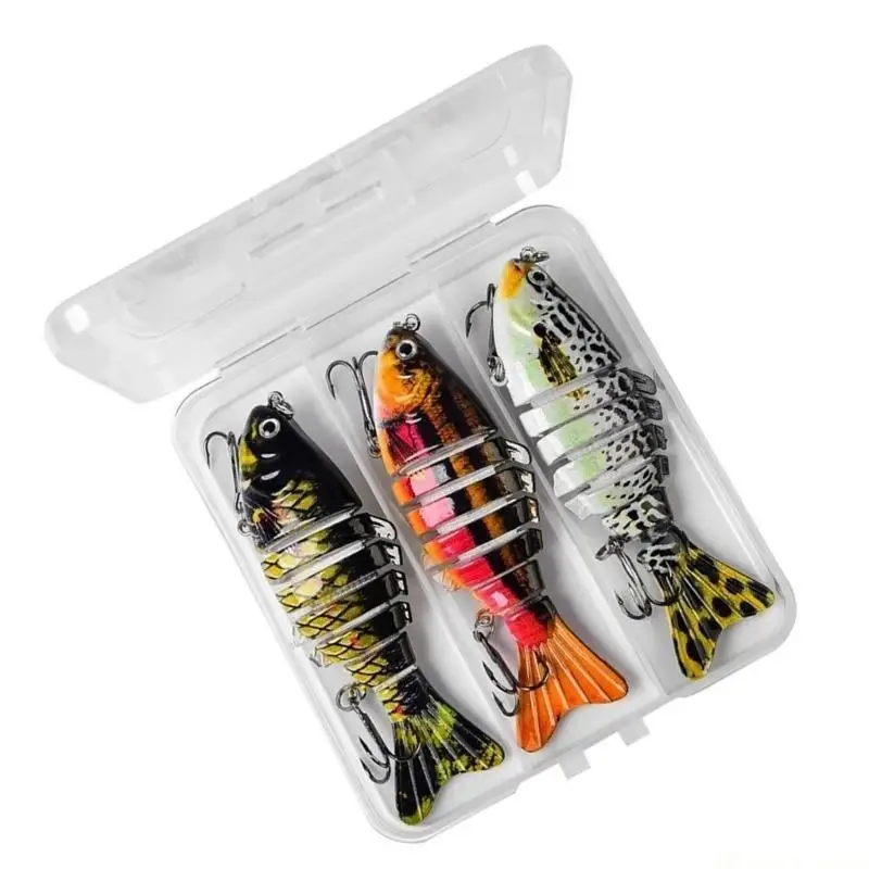 

31BE 3Pcs Multi Jointed Swimbaits Freshwater Saltwater Fishing Lures Easy to Use